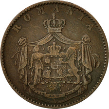 Rumanía, Carol I, 5 Bani, 1867, MBC, Cobre, KM:3.1