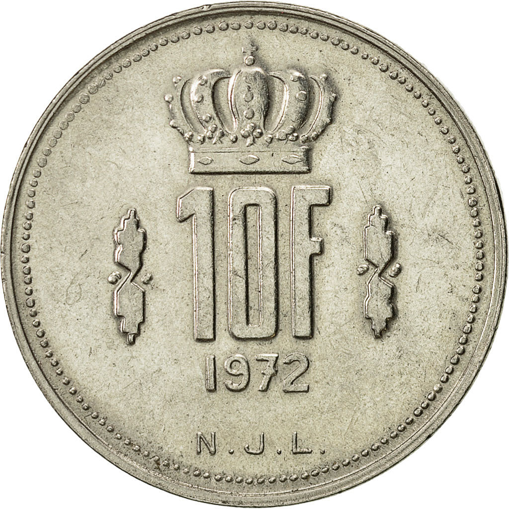 Coin, Luxembourg, Jean, 10 Francs, 1972, AU(55-58), Nickel, KM:57