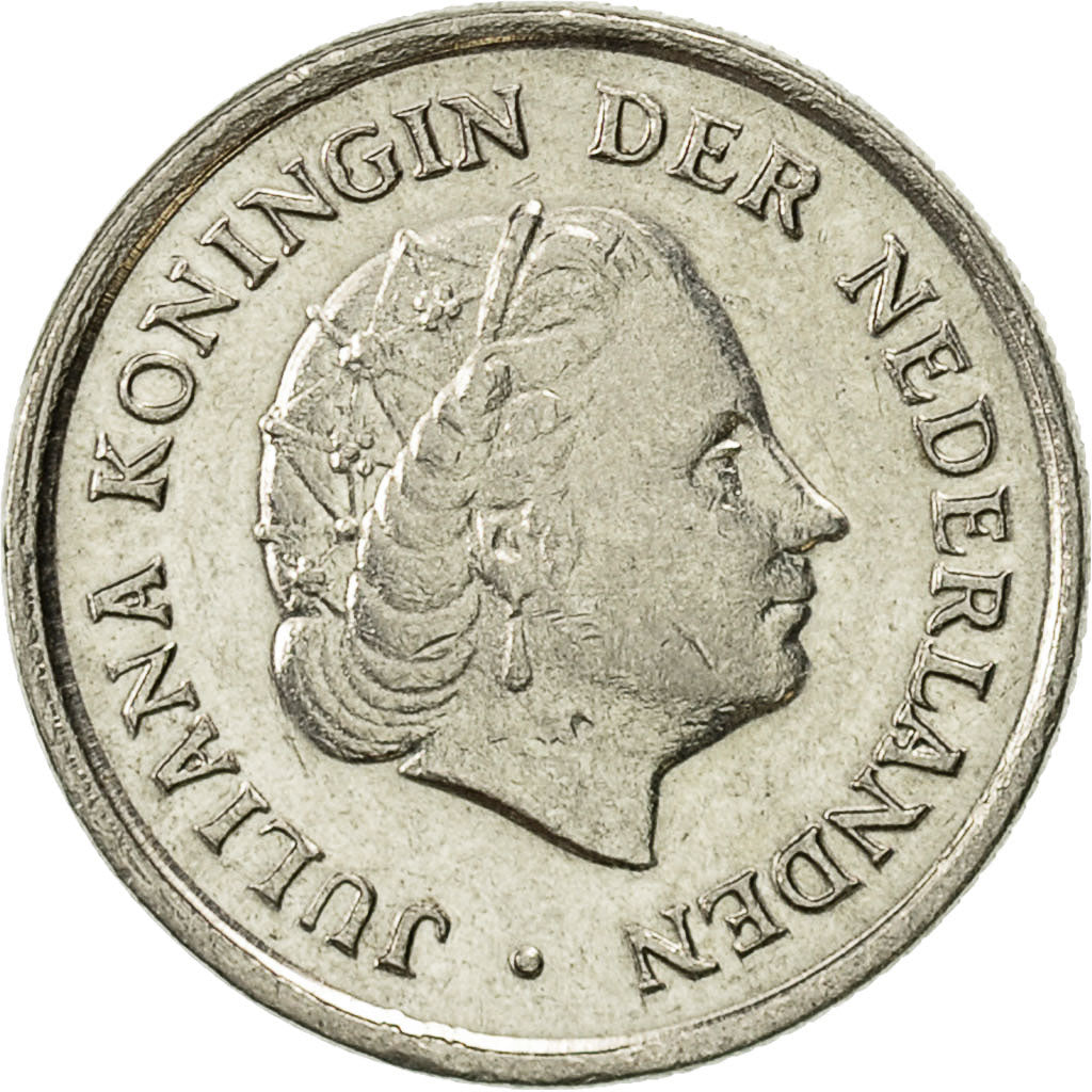 Coin, Netherlands, Juliana, 10 Cents, 1977, AU(55-58), Nickel, KM:182