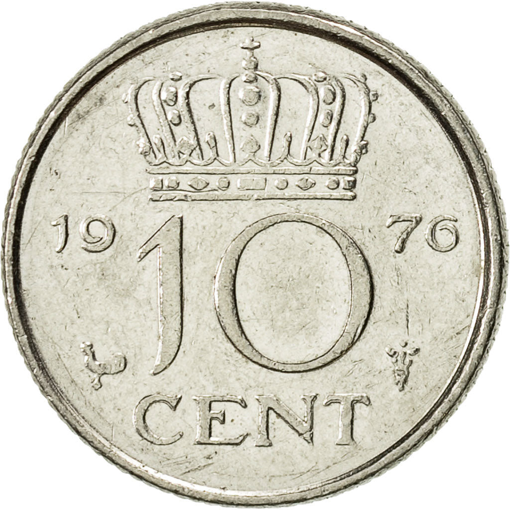 Monnaie, Pays-Bas, Juliana, 10 Cents, 1976, TTB, Nickel, KM:182