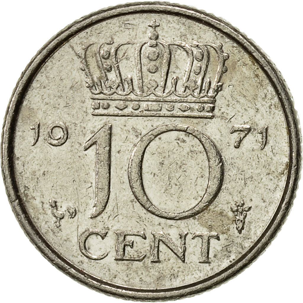 Moneta, Paesi Bassi, Juliana, 10 Cents, 1971, BB+, Nichel, KM:182