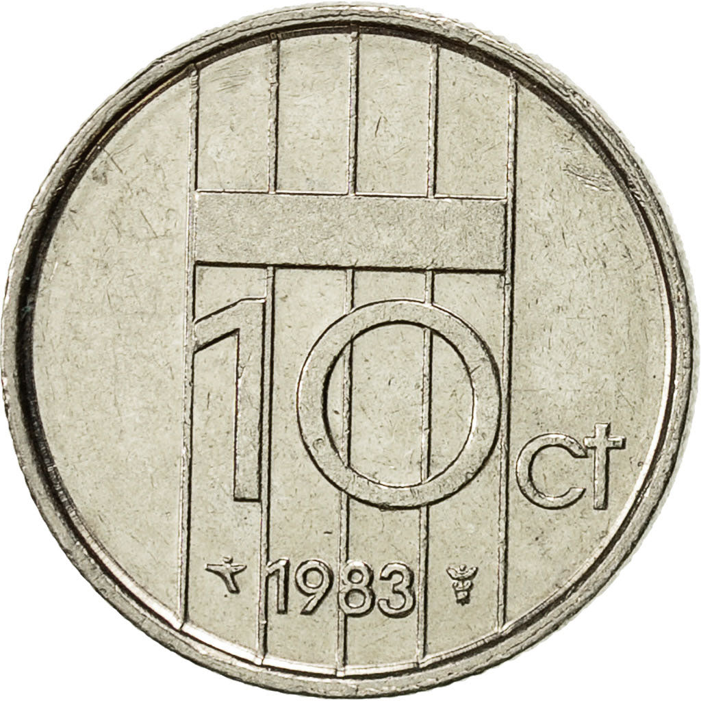 Moneta, Holandia, Beatrix, 10 Cents, 1983, EF(40-45), Nikiel, KM:203