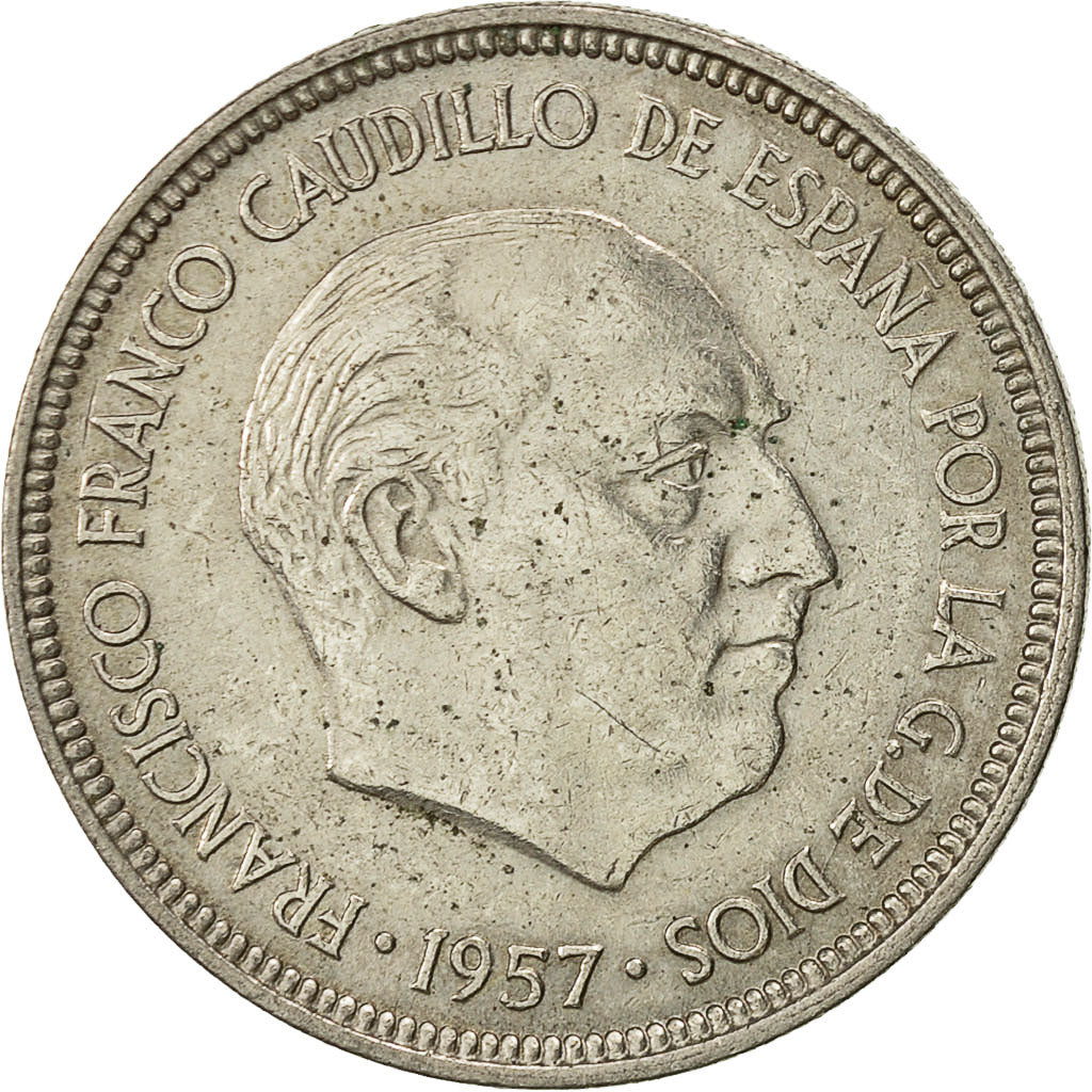 Moneda, España, Caudillo and regent, 5 Pesetas, 1959, MBC, Cobre - níquel