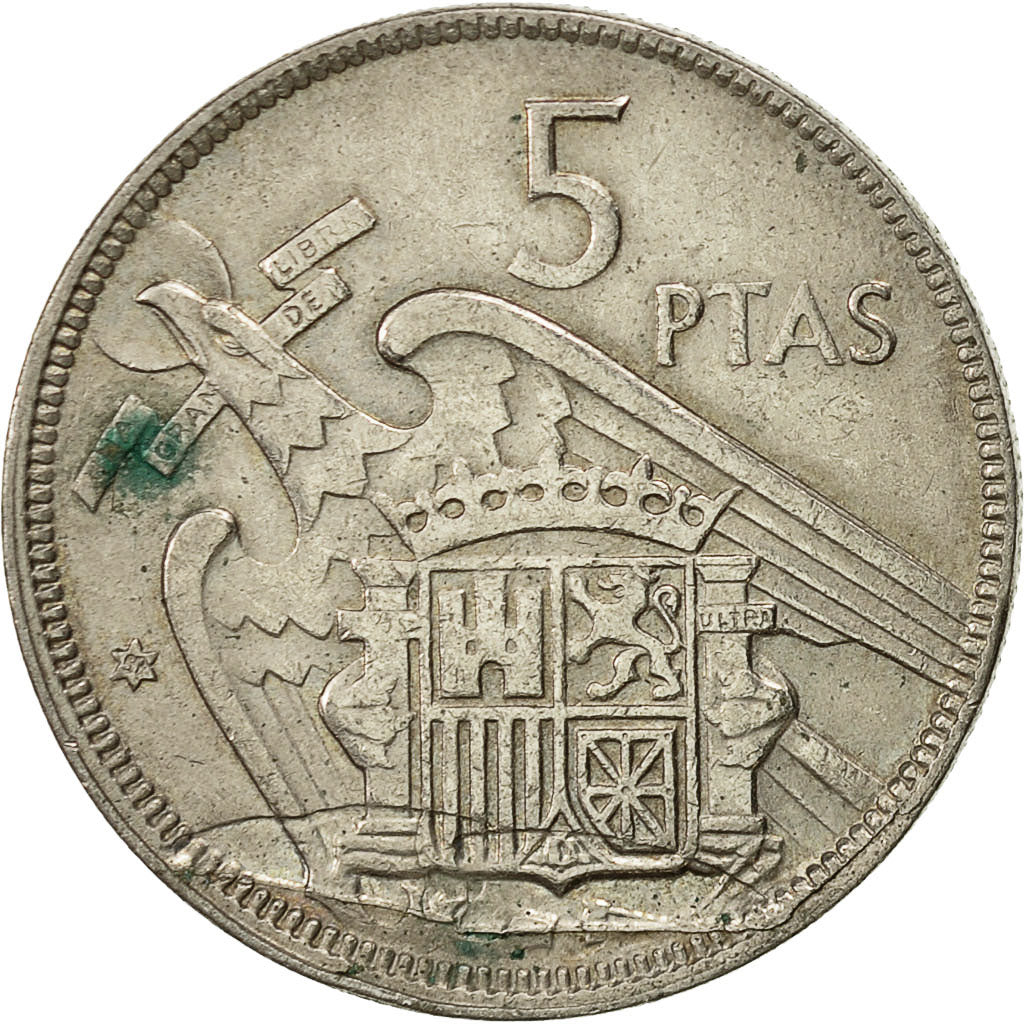 Moneda, España, Caudillo and regent, 5 Pesetas, 1959, MBC, Cobre - níquel