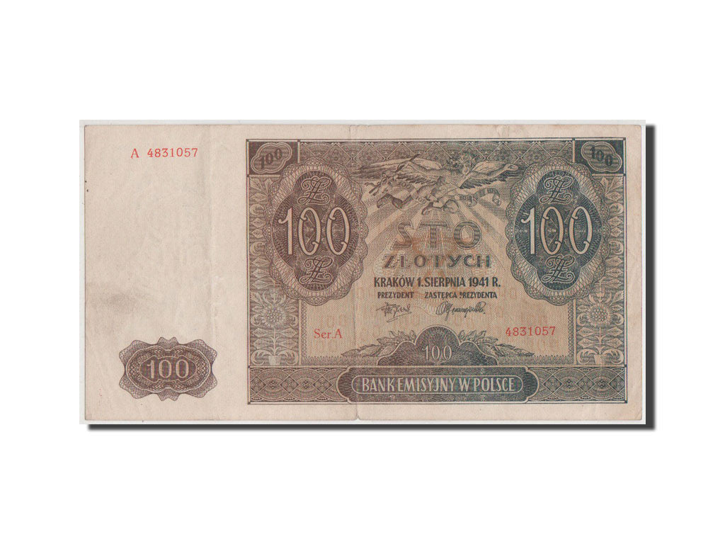 Billete, 100 Zlotych, 1941, Polonia, MBC