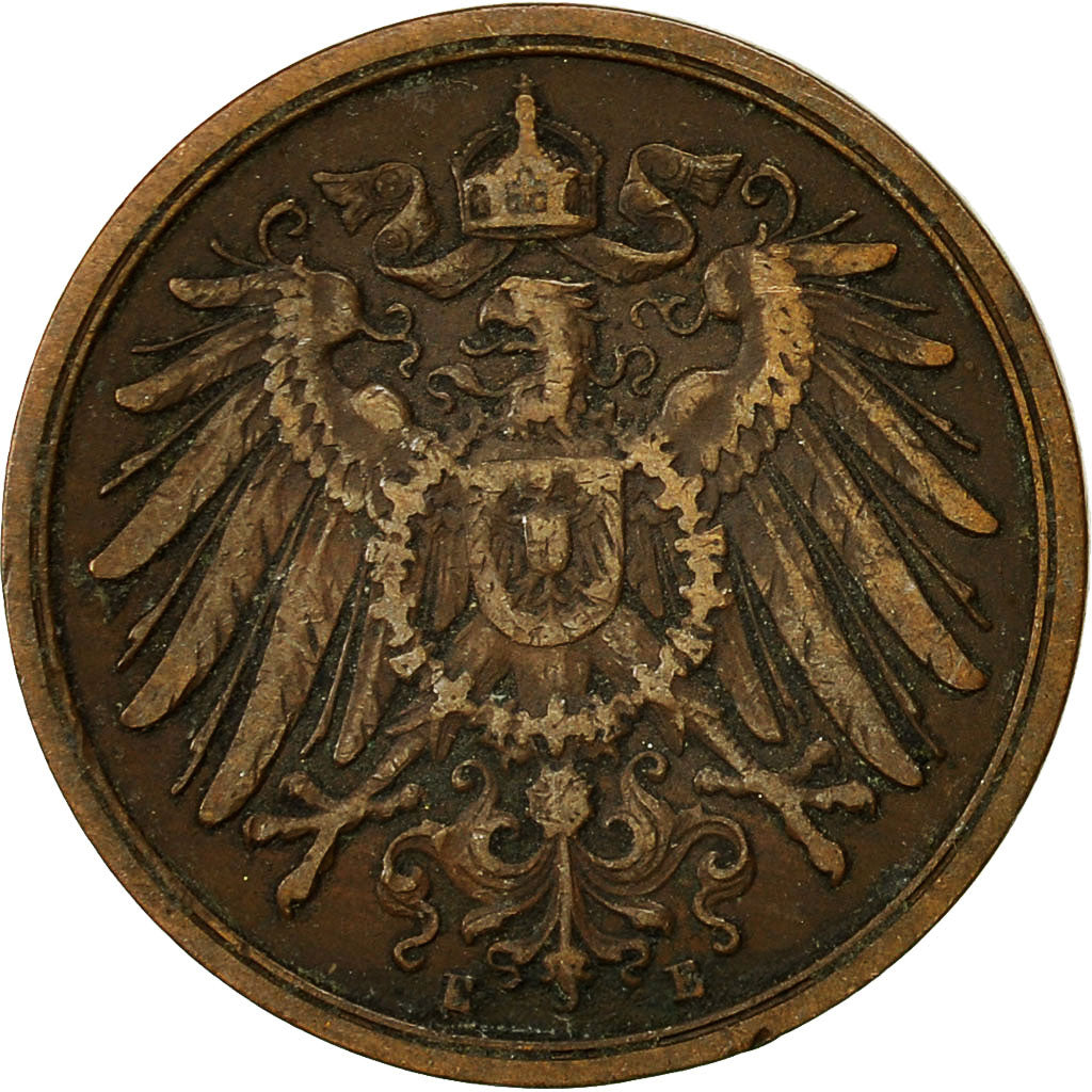 Coin, GERMANY - EMPIRE, Wilhelm II, 2 Pfennig, 1907, Muldenhütten, EF(40-45)
