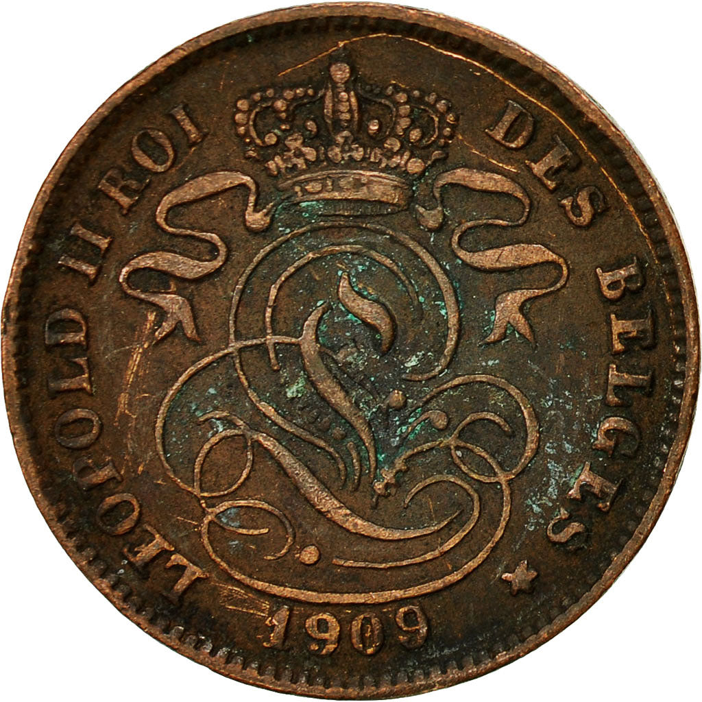Coin, Belgium, Leopold II, 2 Centimes, 1909, VF(30-35), Copper, KM:35.1