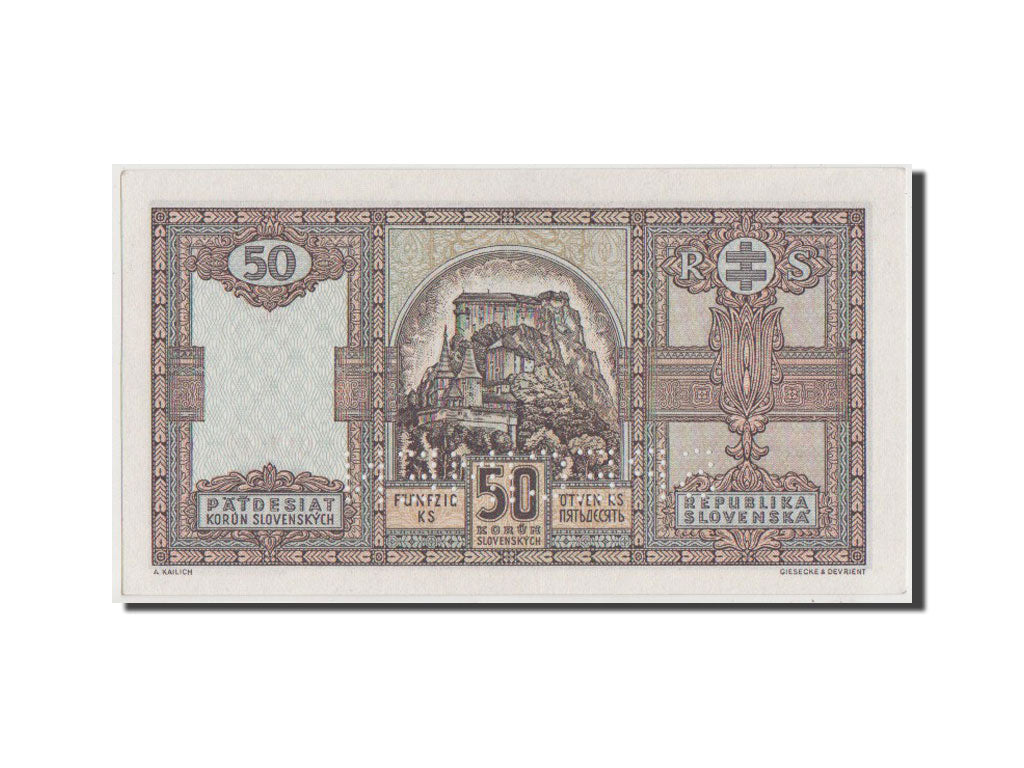 Slovakia, 50 Korun, 1940, KM #9s, UNC(65-70), Fn017012