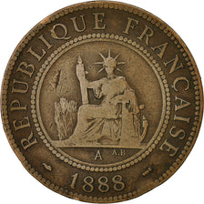 Coin, FRENCH INDO-CHINA, Cent, 1888, Paris, VF(20-25), Bronze, KM:1