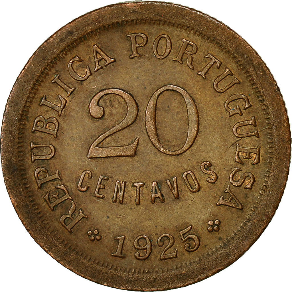 Portugal, 20 Centavos, 1925, MBC, Bronce, KM:574