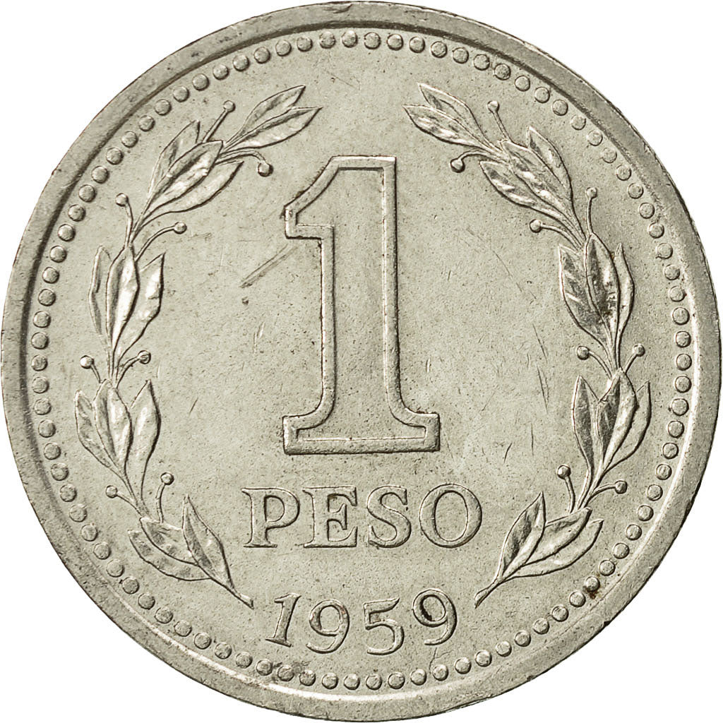 Moneta, Argentina, Peso, 1959, SPL-, Acciaio ricoperto in nichel, KM:57