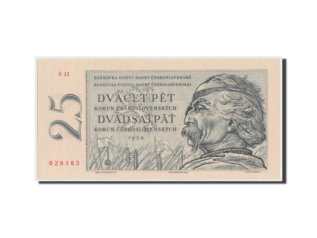 Czechoslovakia, 25 Korun, 1958, KM #87a, UNC(65-70), S11