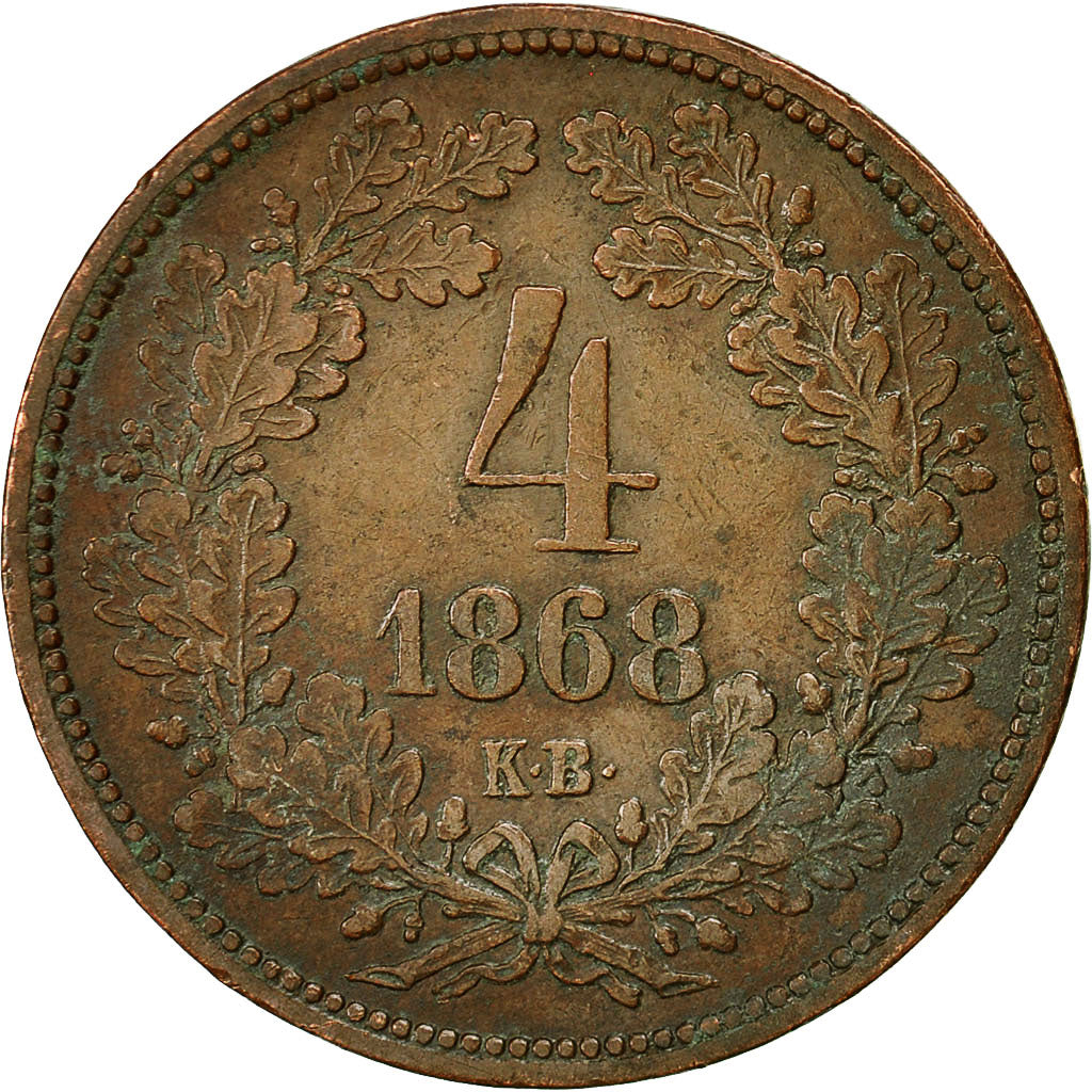 Hungary, Franz Joseph I, 4 Krajczar, 1868, Kremnitz, EF(40-45), Copper, KM:442