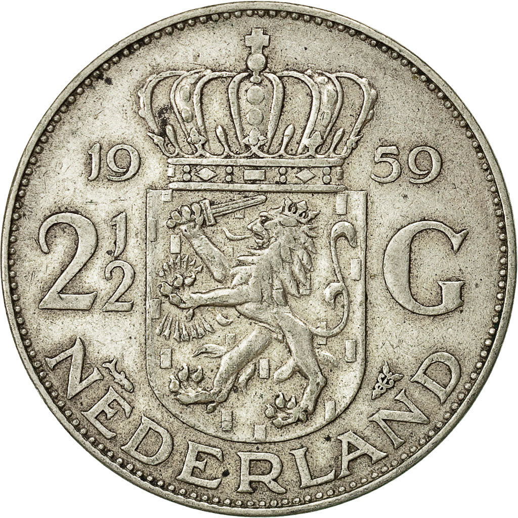 Monnaie, Pays-Bas, Juliana, 2-1/2 Gulden, 1959, TTB, Argent, KM:185