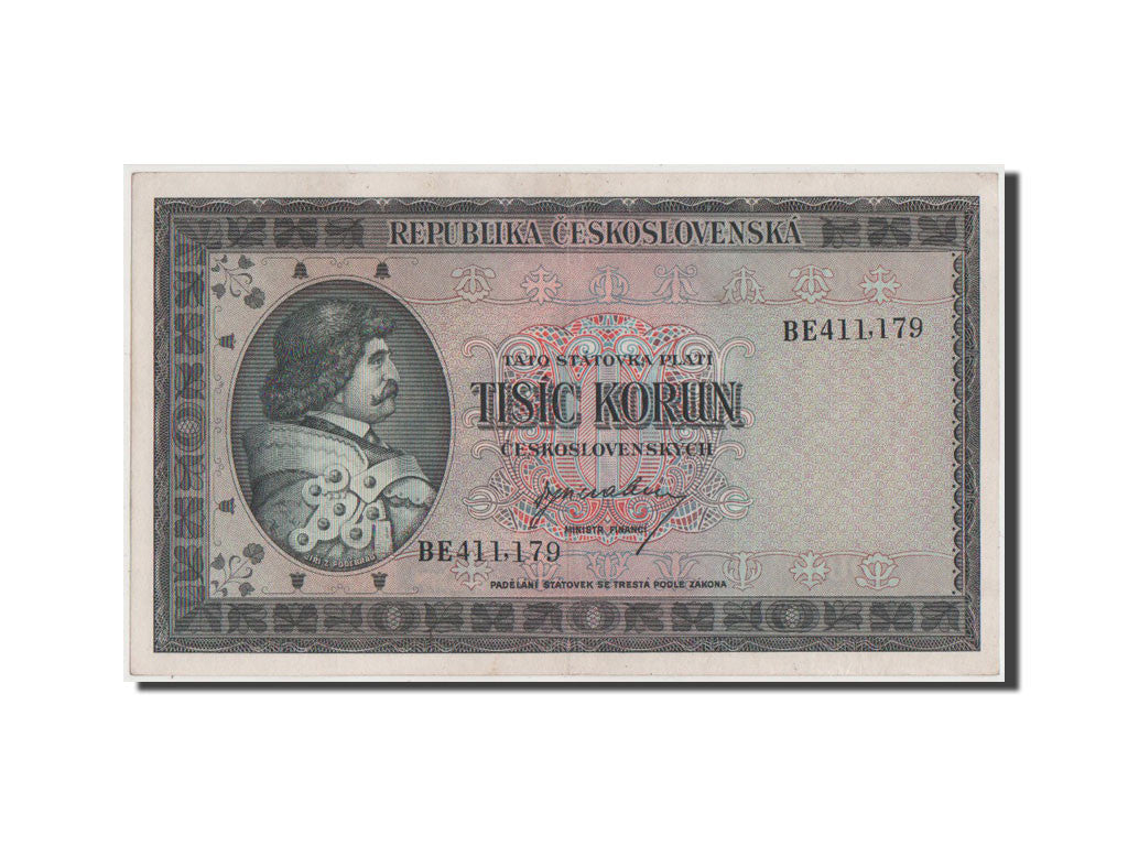 Biljet, Tsjecho-Slowakije, 1000 Korun, 1945, SUP+
