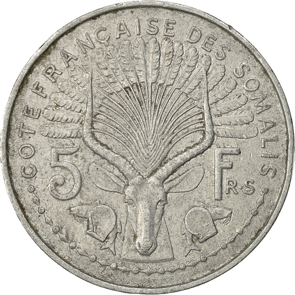 Costa francese dei somali, 5 Francs, 1959, Paris, BB, Alluminio, KM:10