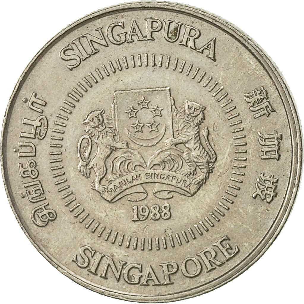 Monnaie, Singapour, 10 Cents, 1988, British Royal Mint, TTB, Copper-nickel