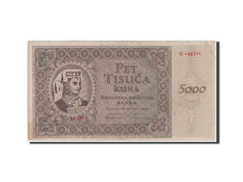 Croatia, 5000 Kuna, 1943, KM #14a, UNC(60-62), G