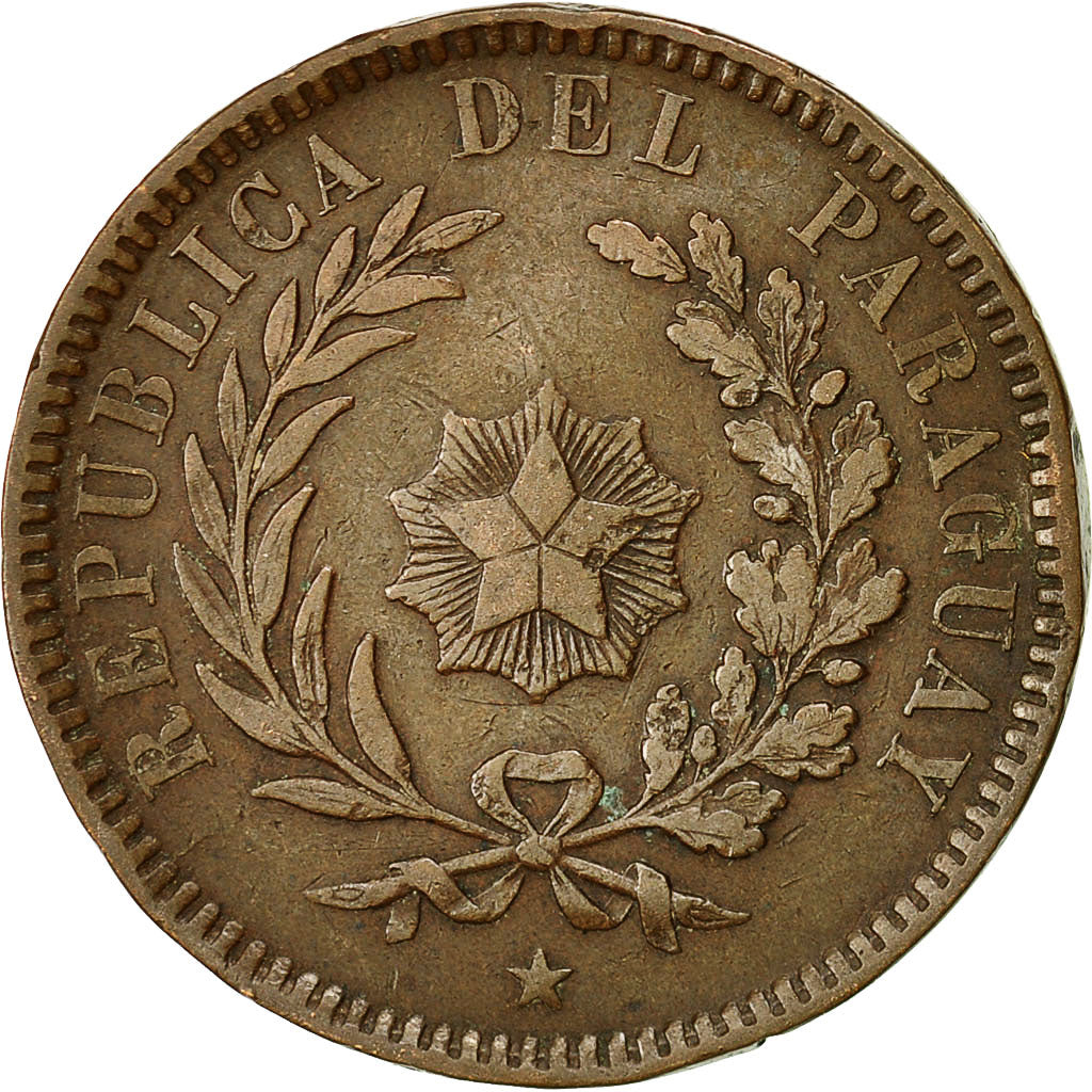 Paraguay, 2 Centesimos, 1870, MBC, Cobre, KM:3