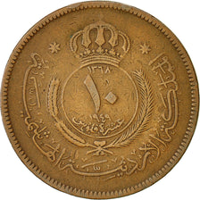 Münze, Jordan, Abdullah, 10 Fils, Qirsh, Piastre, 1949, SS, Bronze, KM:4