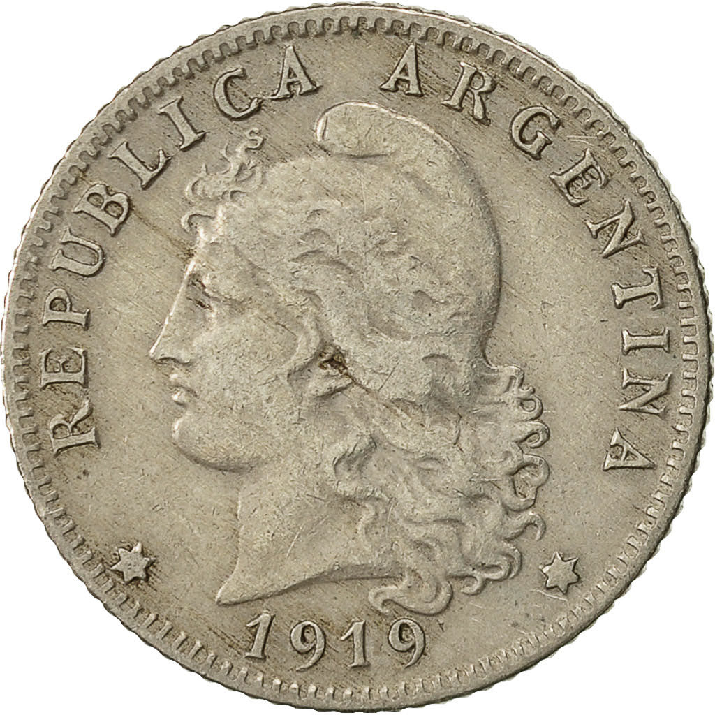 Argentina, 20 Centavos, 1919, VF(30-35), Copper-nickel, KM:36