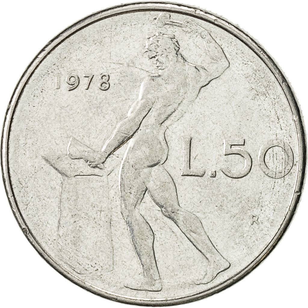 Moneta, Włochy, 50 Lire, 1978, Rome, AU(50-53), Stal nierdzewna, KM:95.1