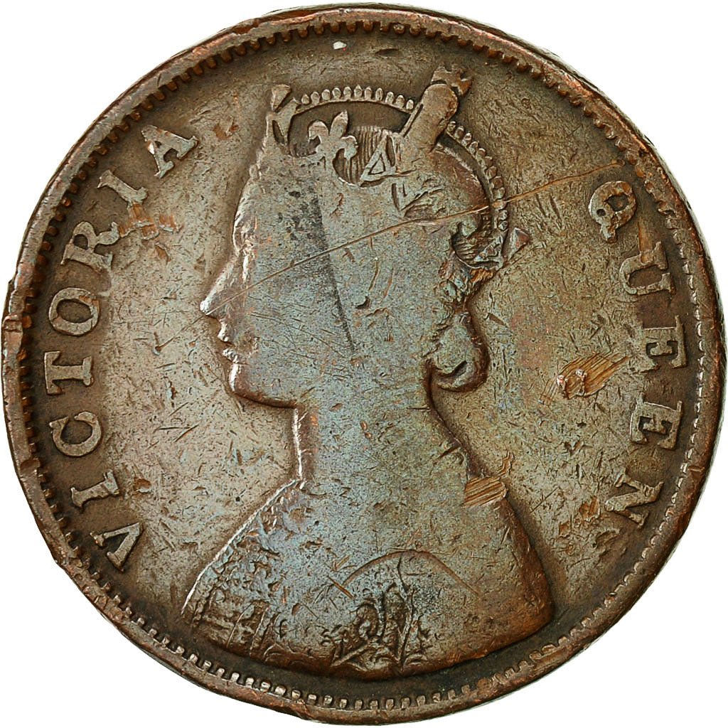 Moneta, INDIA - BRITANNICA, Victoria, 1/2 Anna, 1862, MB, Rame, KM:468