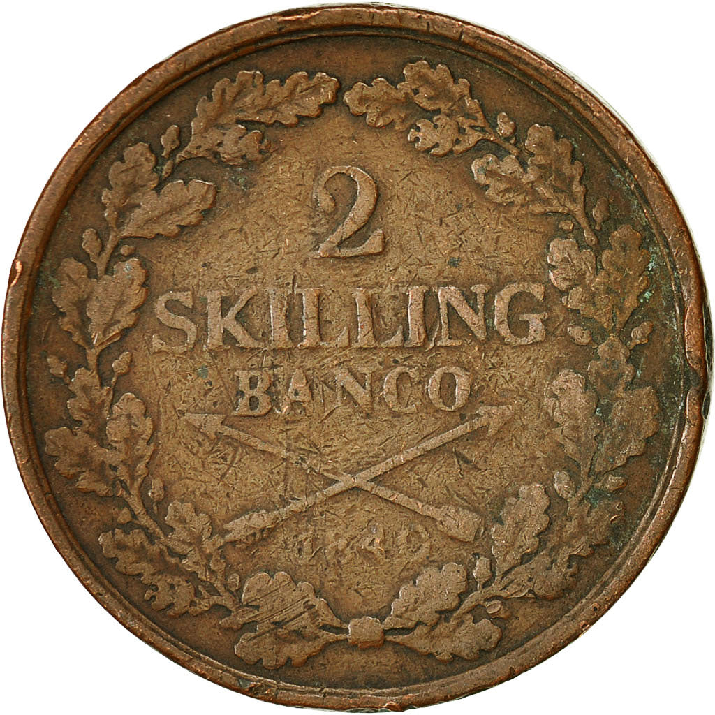 Moneta, Svezia, Carl XIV Johan, 2 Skilling, 1840, MB, Rame, KM:643