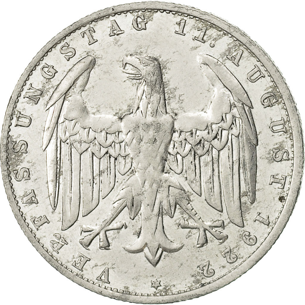 GERMANIA, REPUBBLICA DI WEIMAR, 3 Mark, 1922, Berlin, BB, Alluminio, KM:29