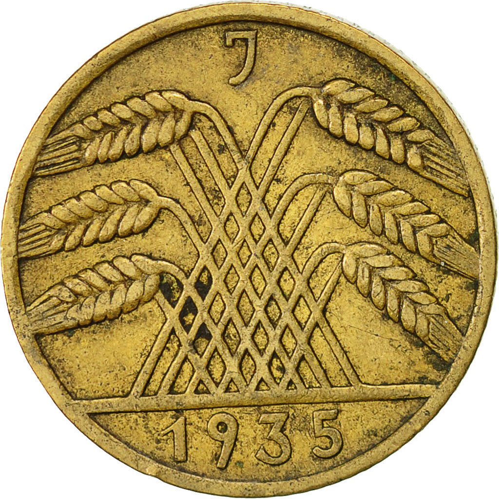 Monnaie, Allemagne, République de Weimar, 10 Reichspfennig, 1935, Hambourg