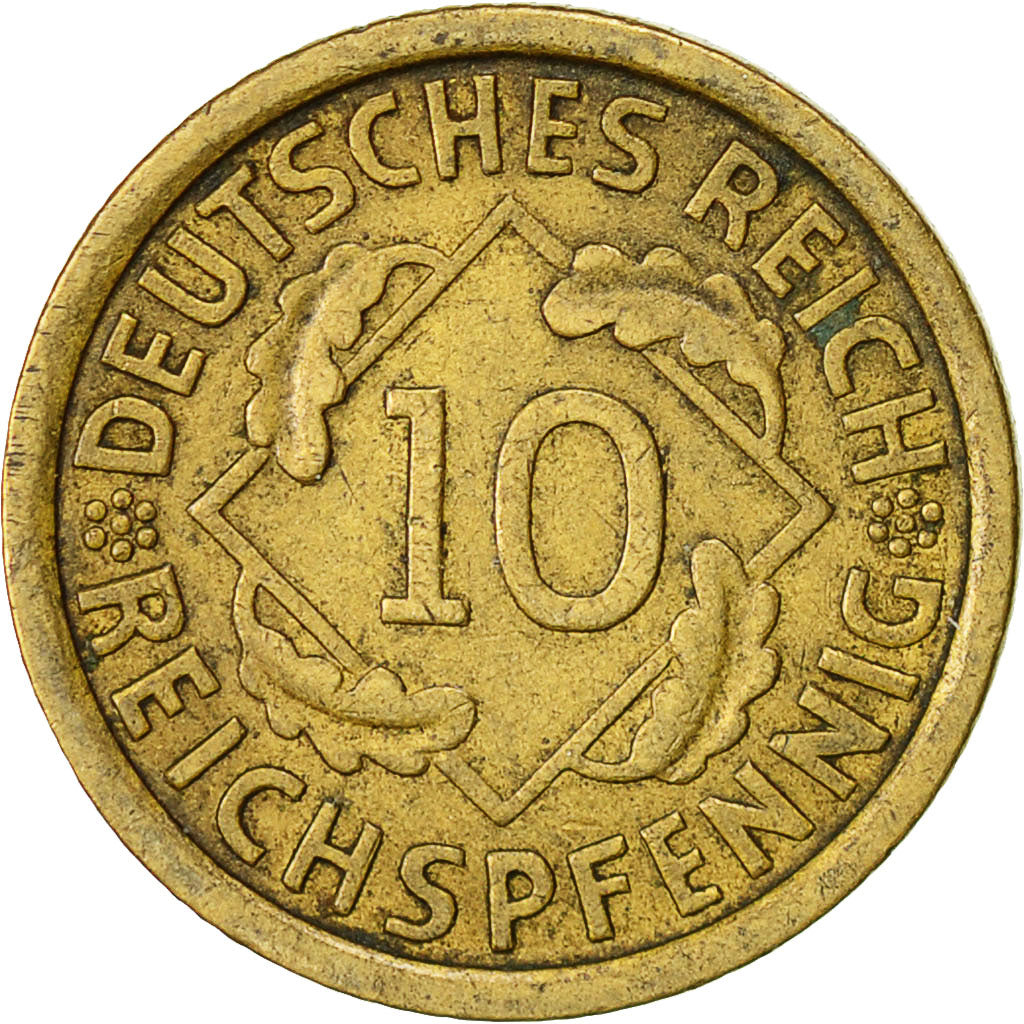 Monnaie, Allemagne, République de Weimar, 10 Reichspfennig, 1935, Hambourg