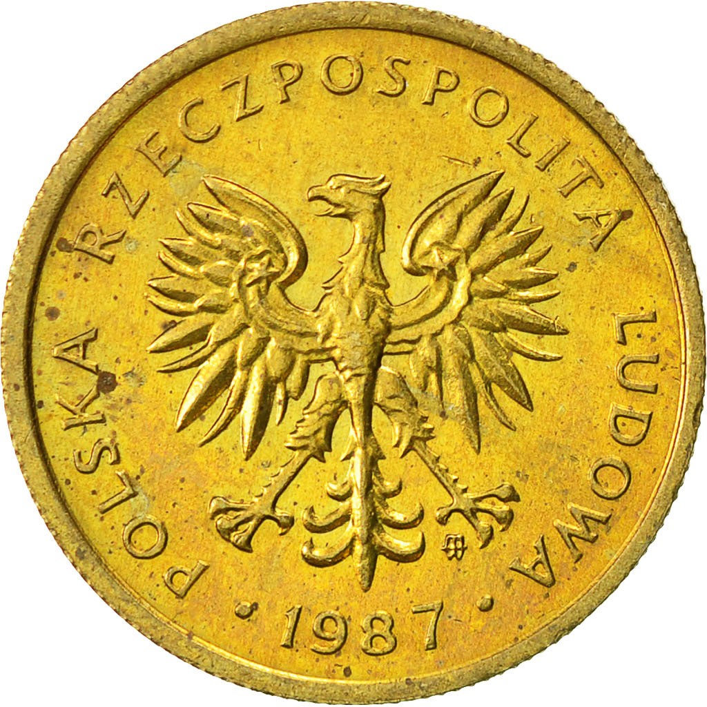 Coin, Poland, 2 Zlote, 1987, Warsaw, AU(50-53), Brass, KM:80.2