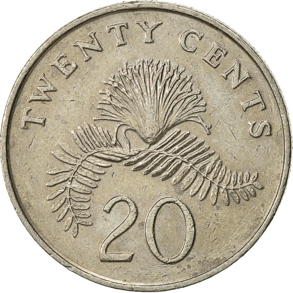 Monnaie, Singapour, 20 Cents, 1987, British Royal Mint, TTB, Copper-nickel