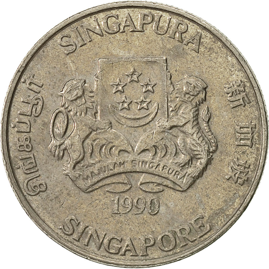 Monnaie, Singapour, 20 Cents, 1990, British Royal Mint, TTB, Copper-nickel
