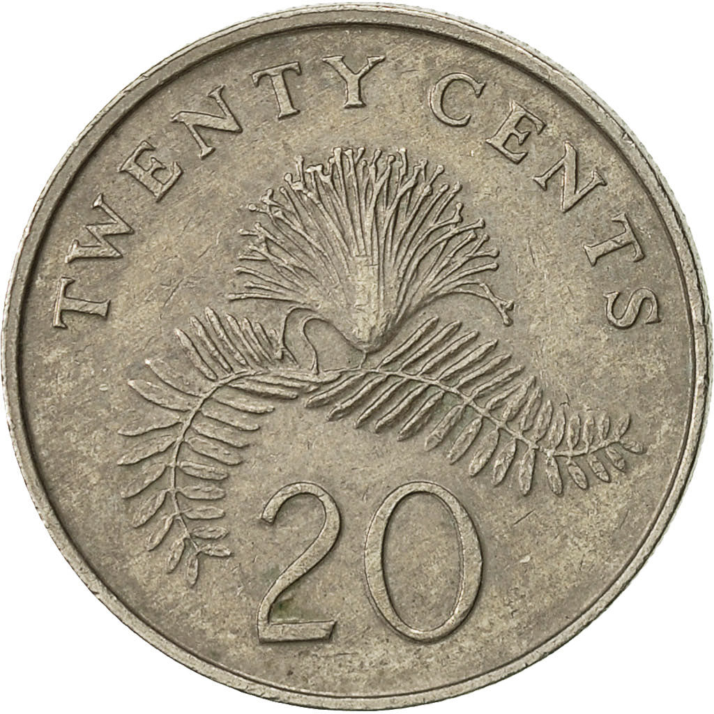 Monnaie, Singapour, 20 Cents, 1990, British Royal Mint, TTB, Copper-nickel