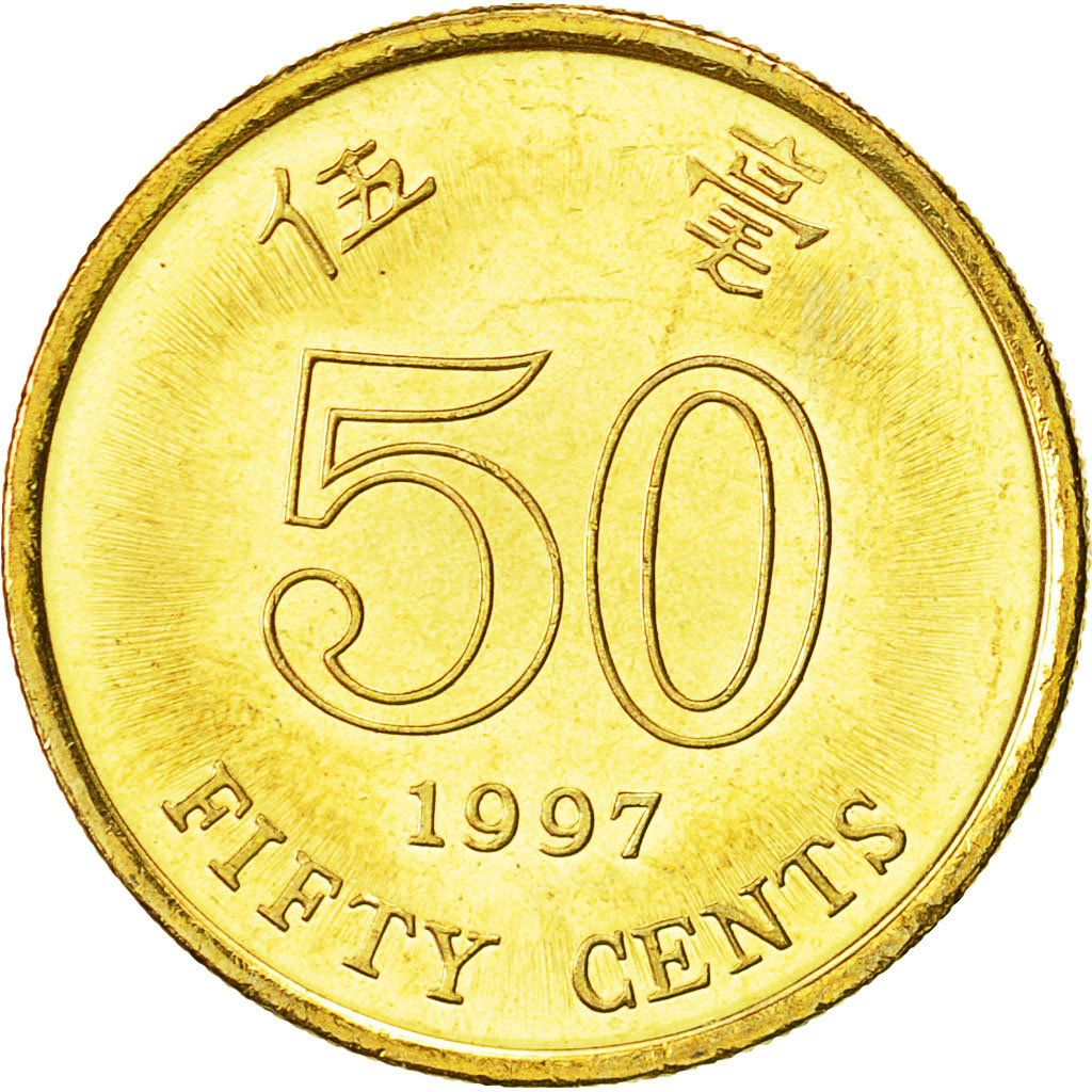 Münze, Hong Kong, Elizabeth II, 50 Cents, 1997, VZ, Brass plated steel, KM:68