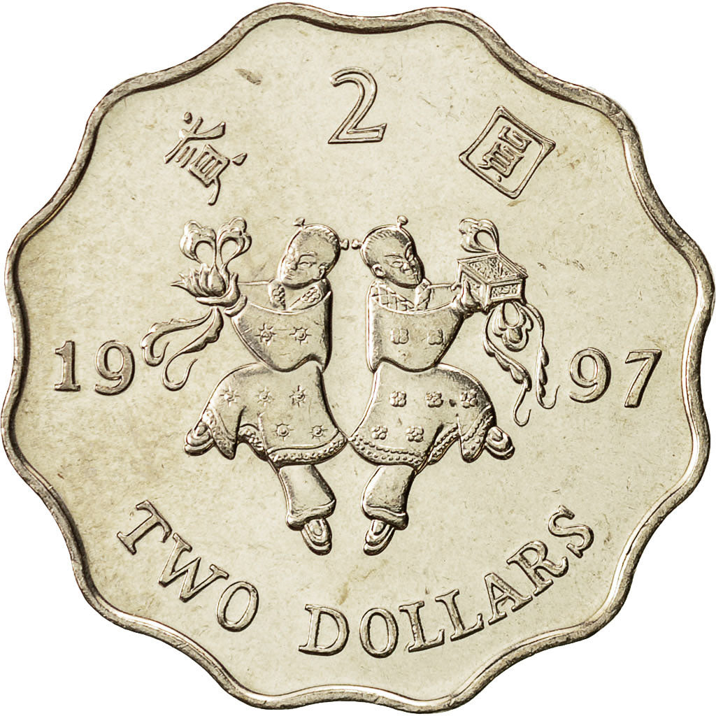 Coin, Hong Kong, 2 Dollars, 1997, AU(55-58), Copper-nickel, KM:76