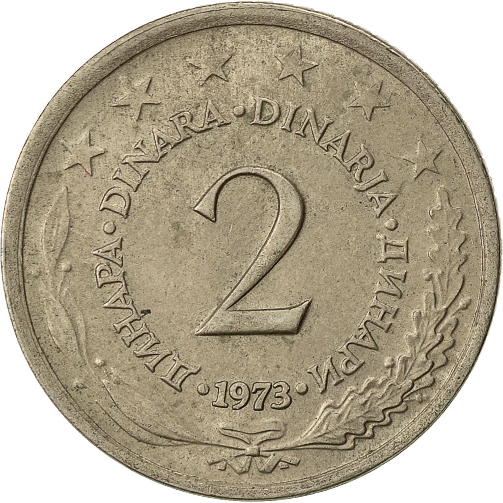 Monnaie, Yougoslavie, 2 Dinara, 1973, TTB, Copper-Nickel-Zinc, KM:57