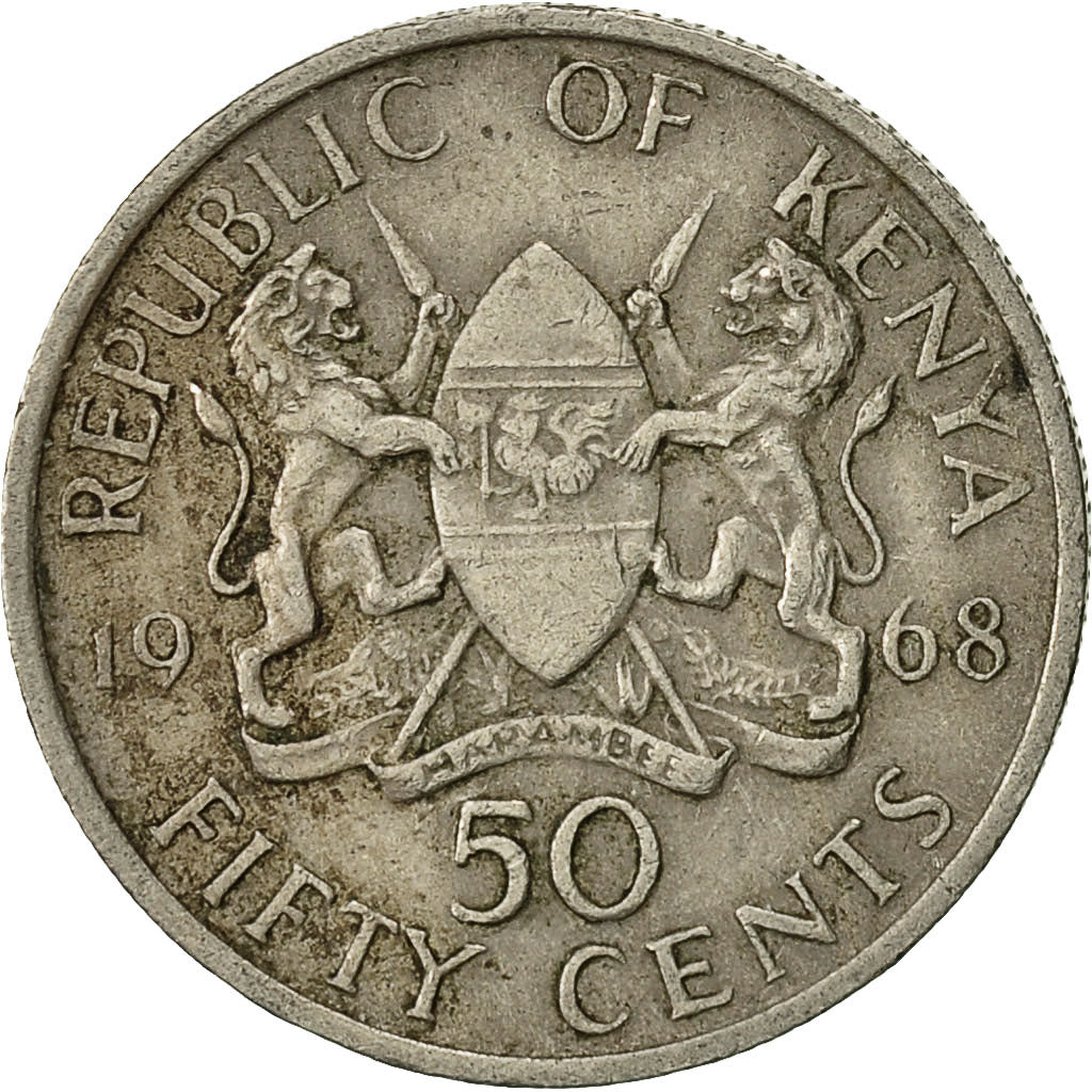 Moneta, Kenya, 50 Cents, 1968, BB, Rame-nichel, KM:4