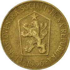 Coin, Czechoslovakia, Koruna, 1990, EF(40-45), Aluminum-Bronze, KM:50