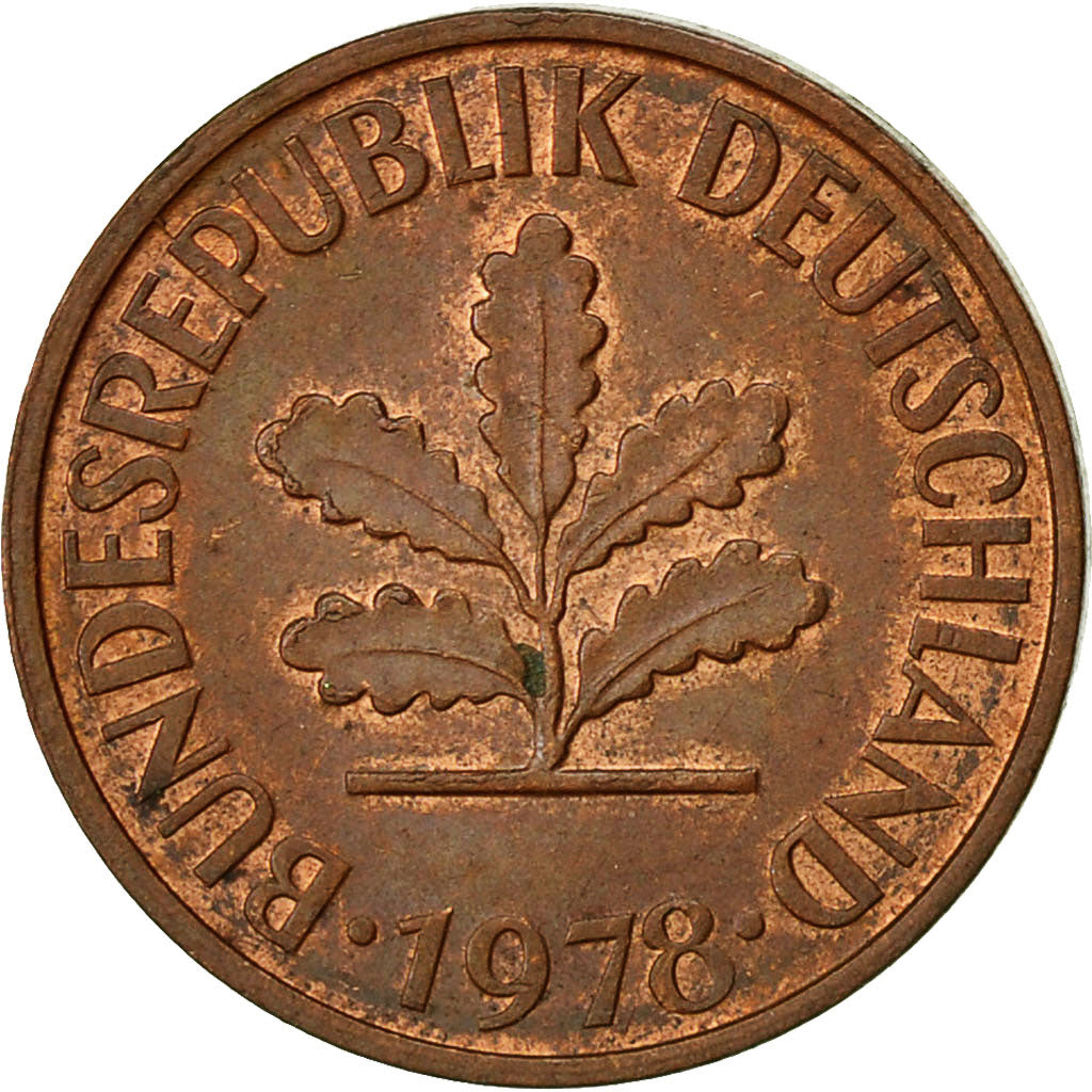 Munten, Federale Duitse Republiek, 2 Pfennig, 1978, Stuttgart, ZF, Copper Plated