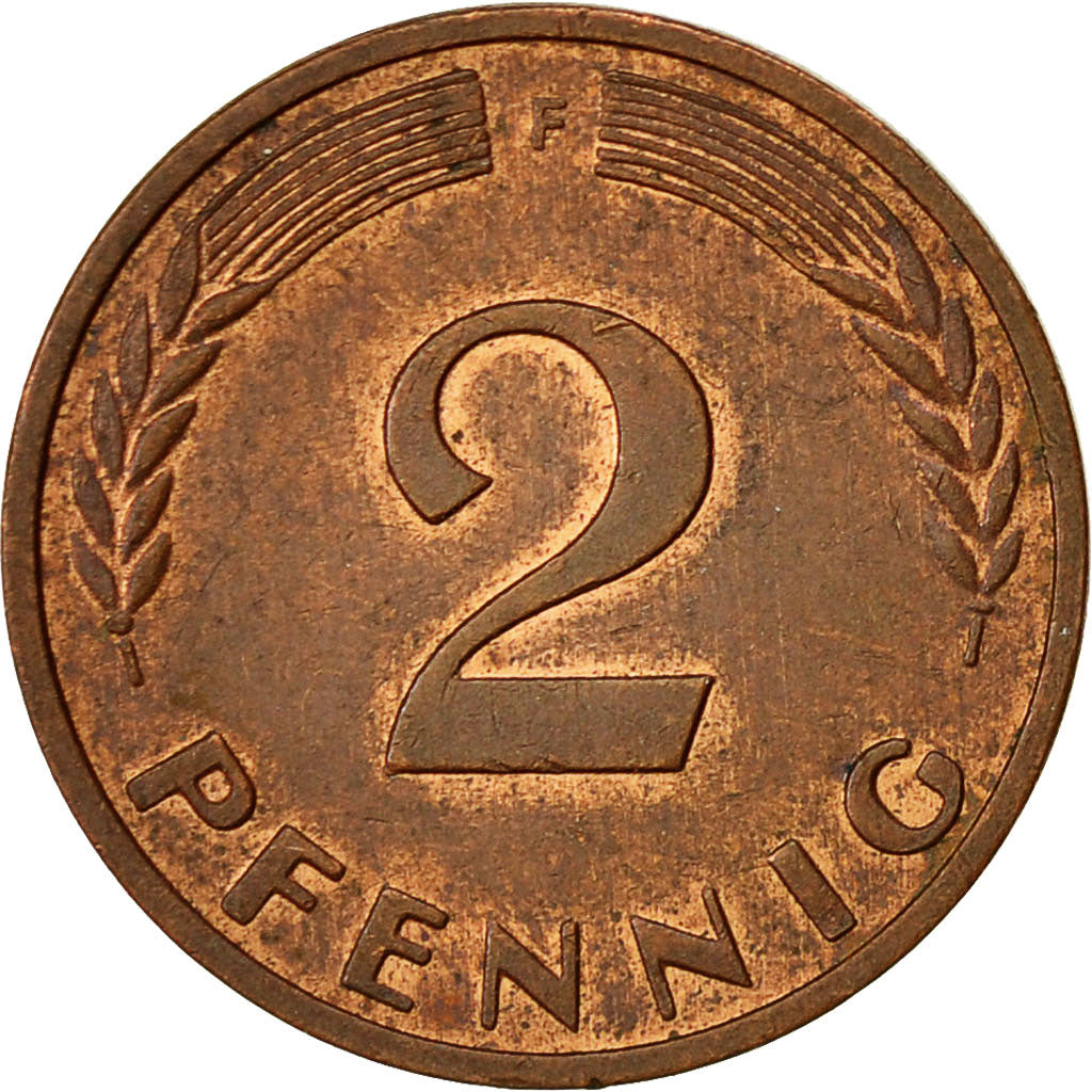 Coin, GERMANY - FEDERAL REPUBLIC, 2 Pfennig, 1970, Stuttgart, EF(40-45), Copper