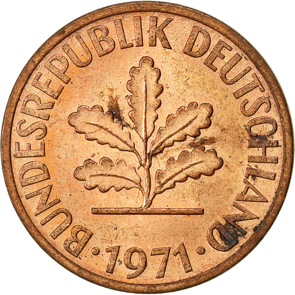 Coin, GERMANY - FEDERAL REPUBLIC, 2 Pfennig, 1971, Munich, AU(50-53), Copper
