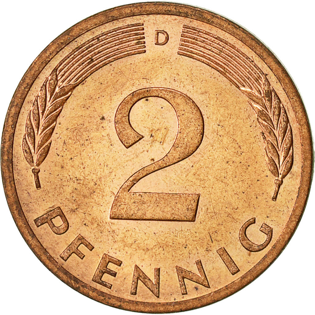 Coin, GERMANY - FEDERAL REPUBLIC, 2 Pfennig, 1971, Munich, AU(50-53), Copper