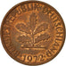 Coin, GERMANY - FEDERAL REPUBLIC, 2 Pfennig, 1972, Karlsruhe, EF(40-45), Copper