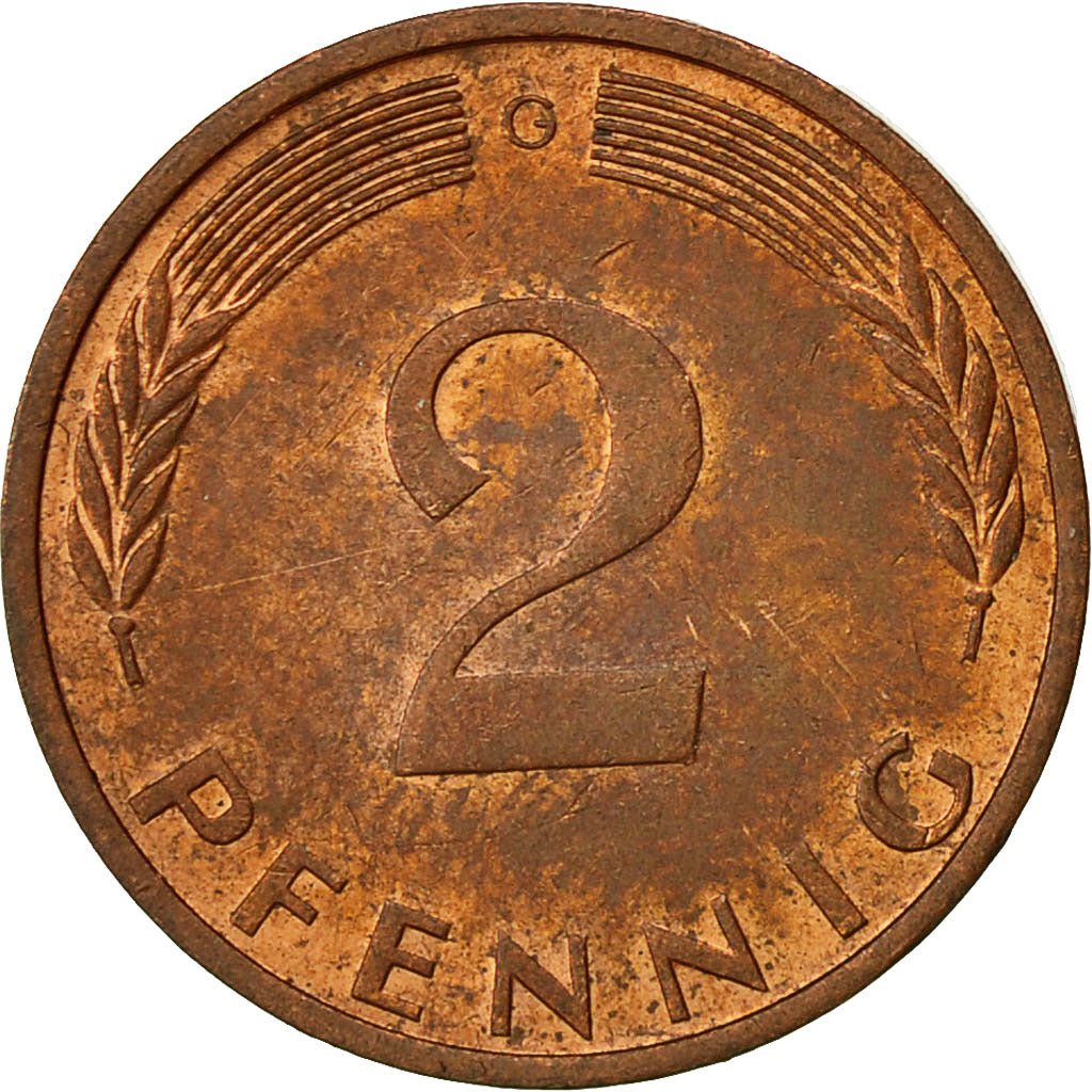 Coin, GERMANY - FEDERAL REPUBLIC, 2 Pfennig, 1972, Karlsruhe, EF(40-45), Copper