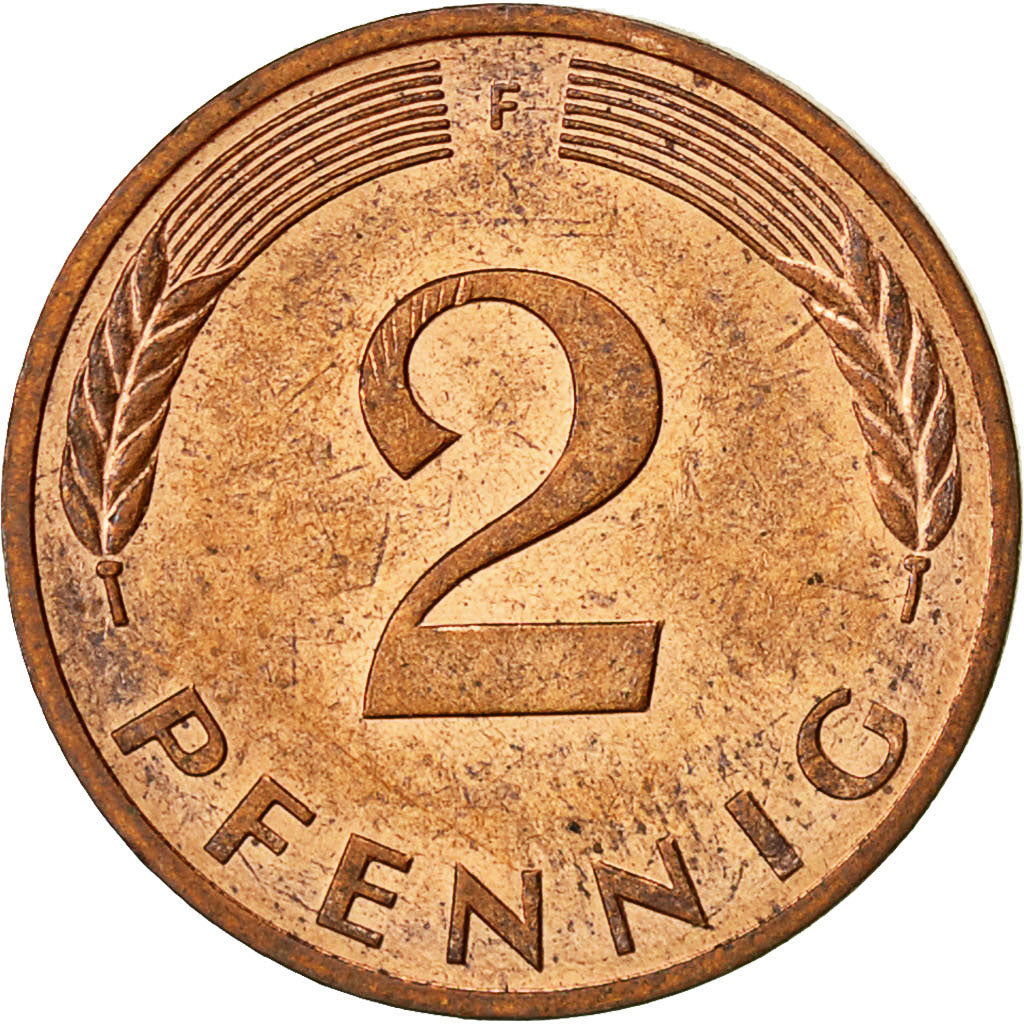 Coin, GERMANY - FEDERAL REPUBLIC, 2 Pfennig, 1983, Stuttgart, EF(40-45), Copper