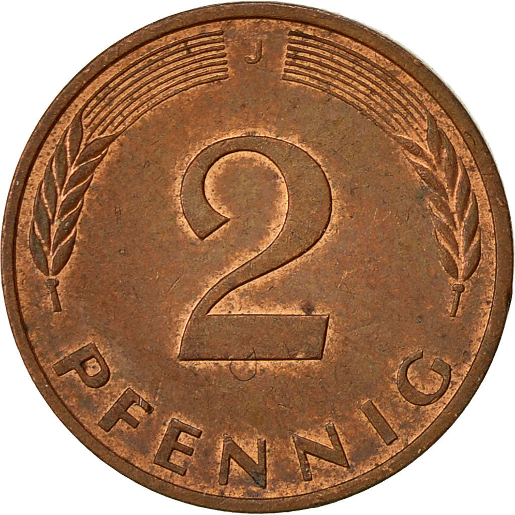 Coin, GERMANY - FEDERAL REPUBLIC, 2 Pfennig, 1980, Hambourg, EF(40-45), Copper
