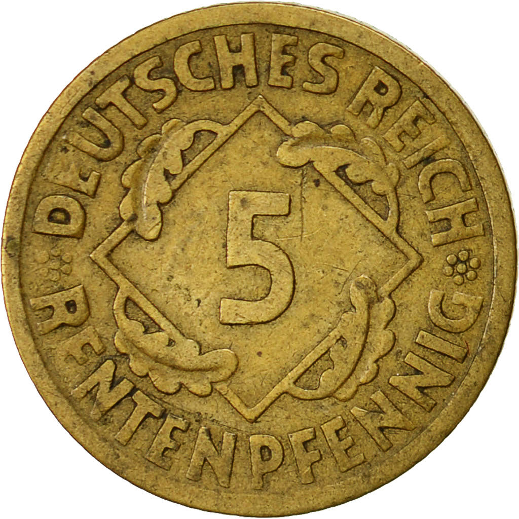 Moneta, GERMANIA, REPUBBLICA DI WEIMAR, 5 Rentenpfennig, 1923, Berlin, BB