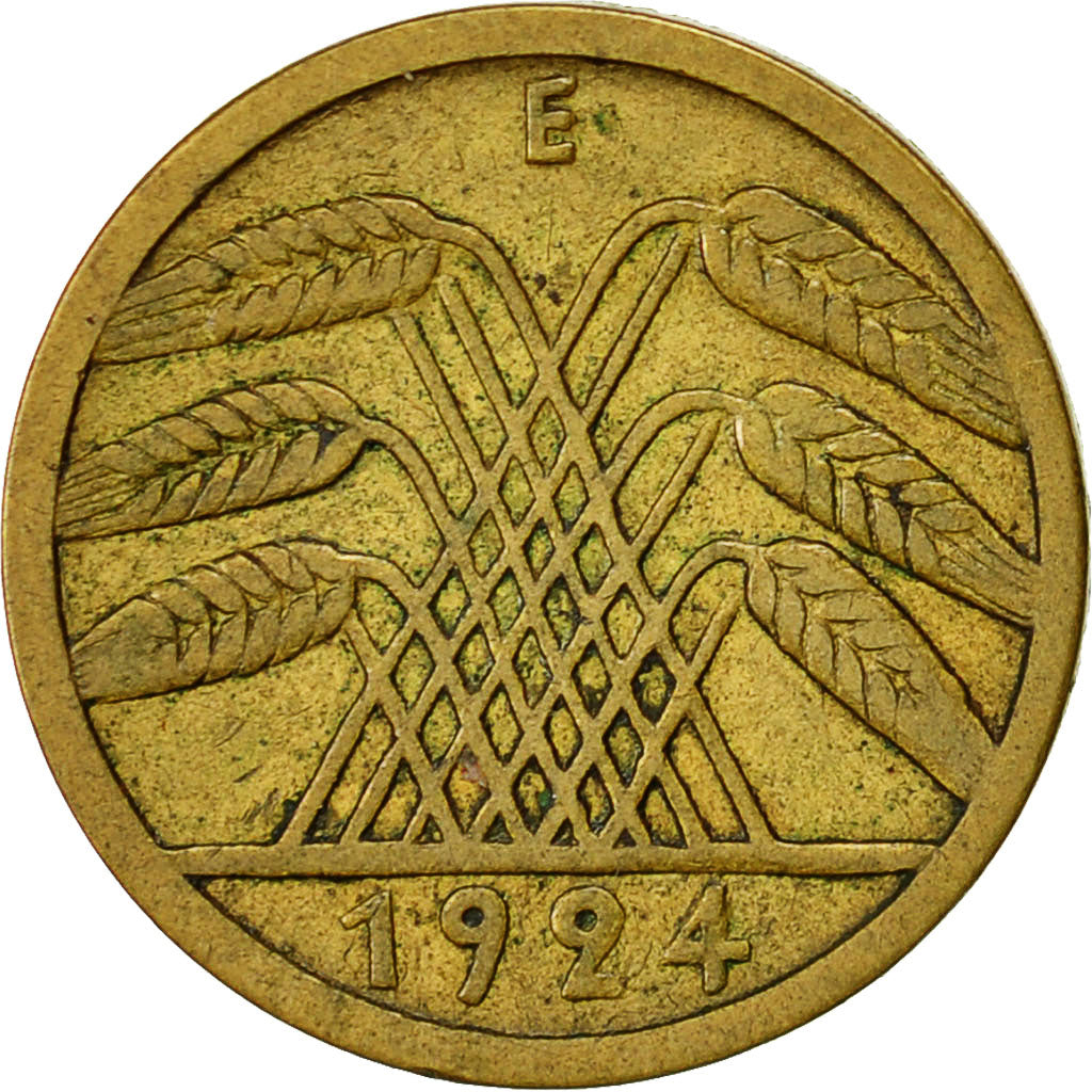 GERMANY, WEIMAR REPUBLIC, 5 Rentenpfennig, 1924, Muldenhütten, EF(40-45)